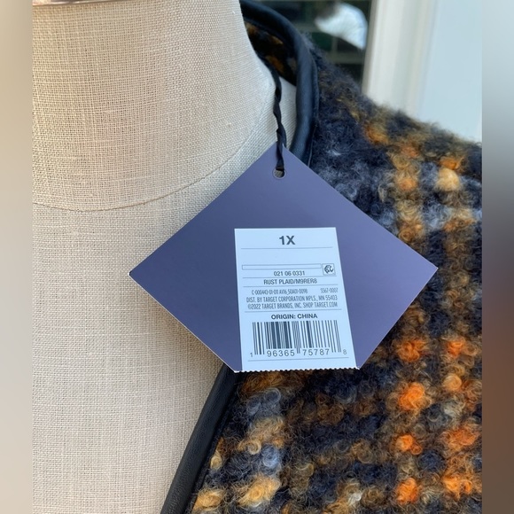 NWT| Ava & Viv‎ Coat | SZ 1X | Plaid | 3/4 length - Picture 3 of 6